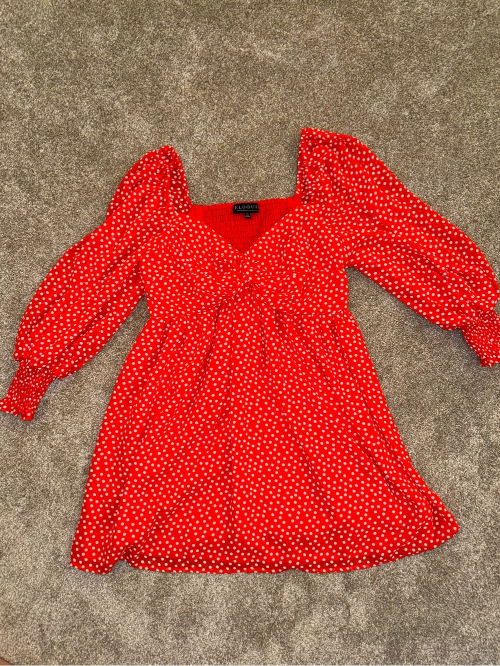 Eloquii Red & White Polka Dot Puff-Sleeve Dress